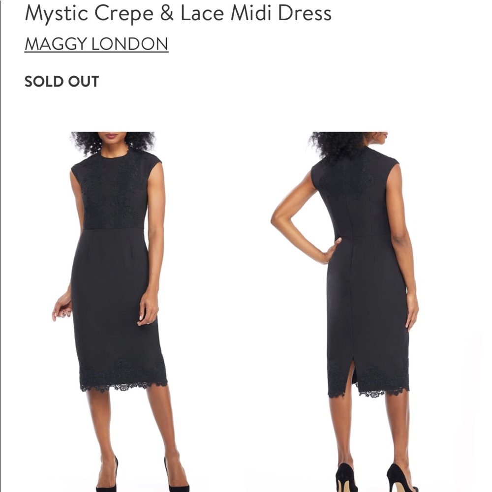 SOLD OUT NWT Maggy London Black Crepe & Lace Dress